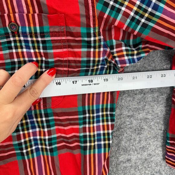 Liz Wear Shirt Men M Medium Red Plaid Button Up Collared Long Sleeve Rayon - Picture 4 of 6